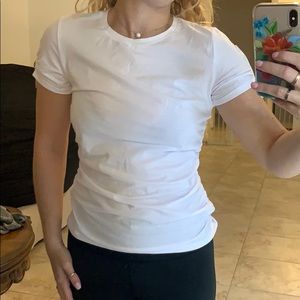 Michael Kors quality white tee w ruched sides